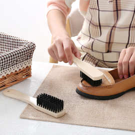 厂家直销长柄清洁鞋刷 双头刷毛 衣物多用清洁刷鞋油刷