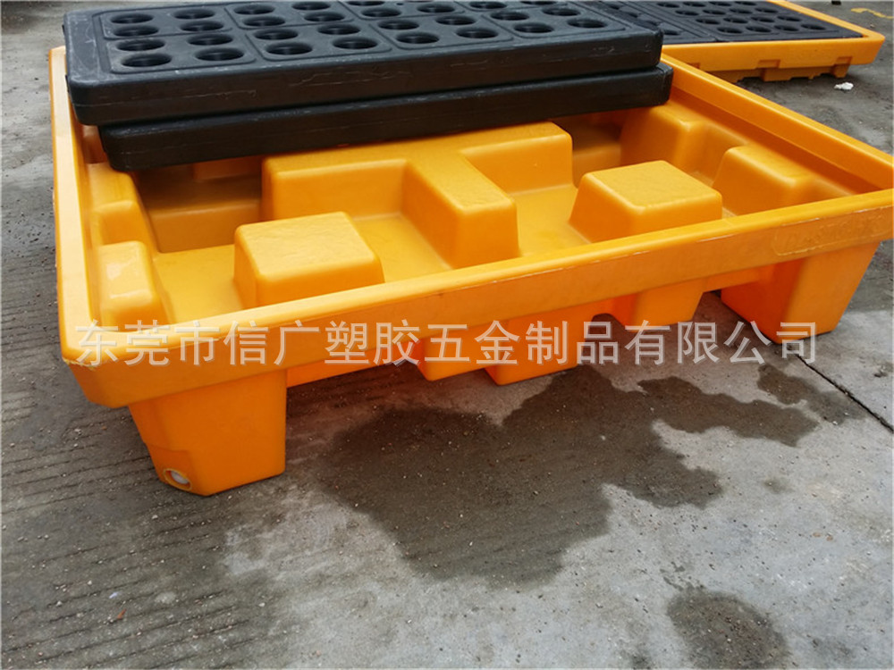 质保一年加厚防渗漏塑胶托盘 工业化学液体运输专用叉车卡板黄色