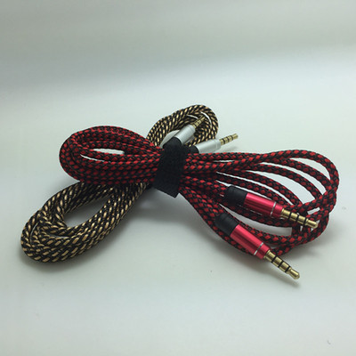 彩色3.5麻花編織音頻線 金屬頭3.5mm公對公音頻線 AUX車載對錄線