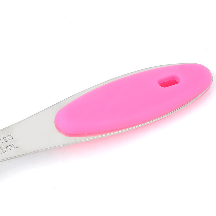 Factory wholesale 10-piece stainless steel measuring spoon kitchen baking measuring spoon suit round silicone handle measuring cup