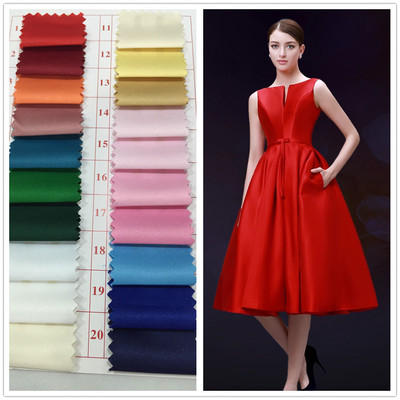 批发婚纱布料哑光厚缎 婚纱晚礼服布料 棒球服面料 加厚贡缎色丁|ms