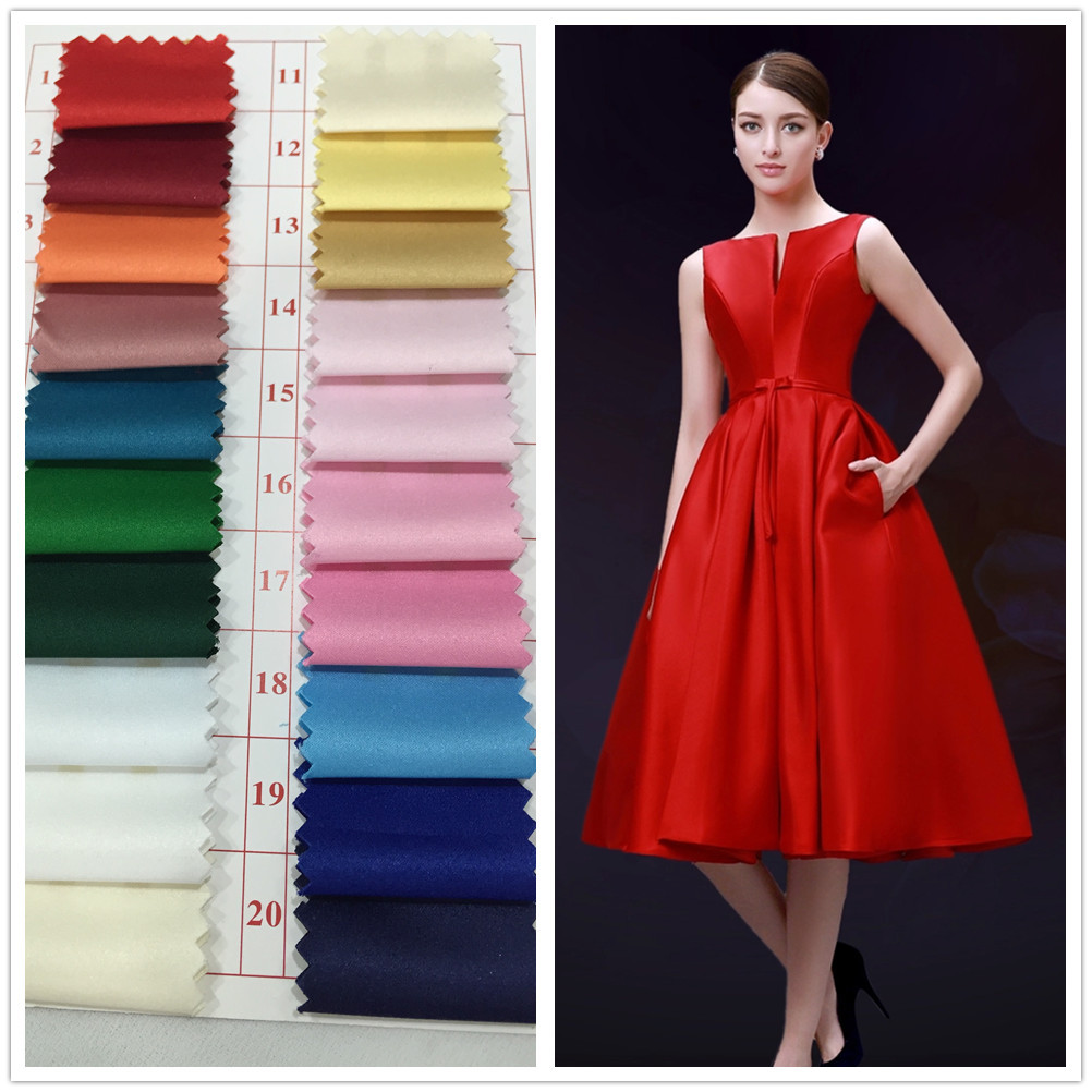 批发婚纱布料哑光厚缎 婚纱晚礼服布料 棒球服面料 加厚贡缎色丁|ms