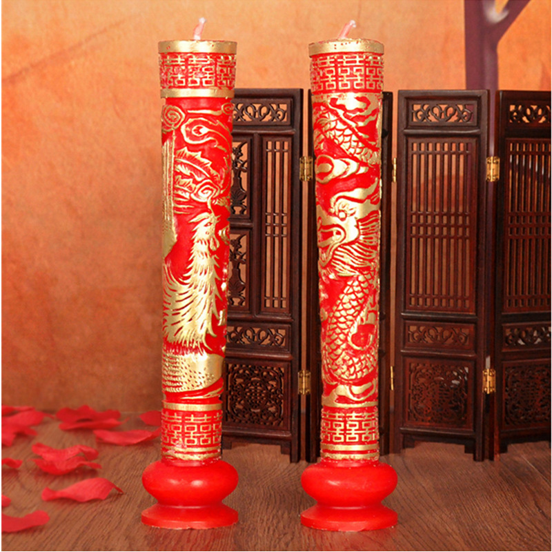 Wedding supplies Wedding marry Marriage room arrangement Candle Chinese style wedding Hi word Bridal chamber candle Dragon Phoenix