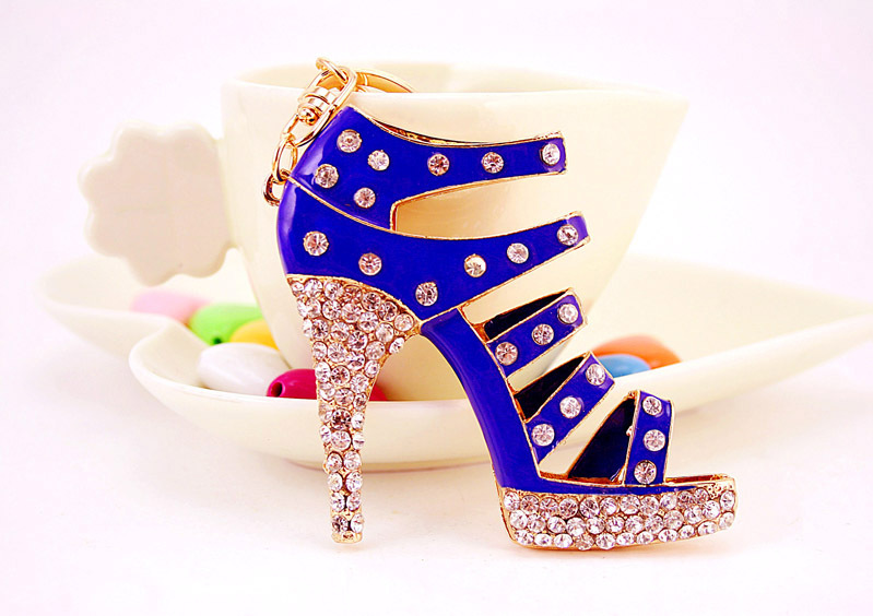 60g Weight Alloy, Metal Material Constellation Pattern Unisex Gender Rose Red, Red, Blue, Black Color Creative Cute Diamond-studded Ladies Oversized High Heels Keychain 7