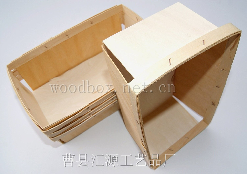 2 厂家定制长方形一次性薄木皮木片编织小水果筐  木制工艺品