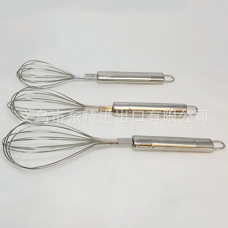 Factory direct sales of stainless steel double-head bright egg beater, steel-handled household baking supplies, manual egg beater detail image 5