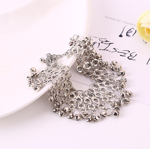 European and American foreign trade hot-selling accessories, retro exaggerated ethnic style, small bell tassel women's beach anklets and foot accessories