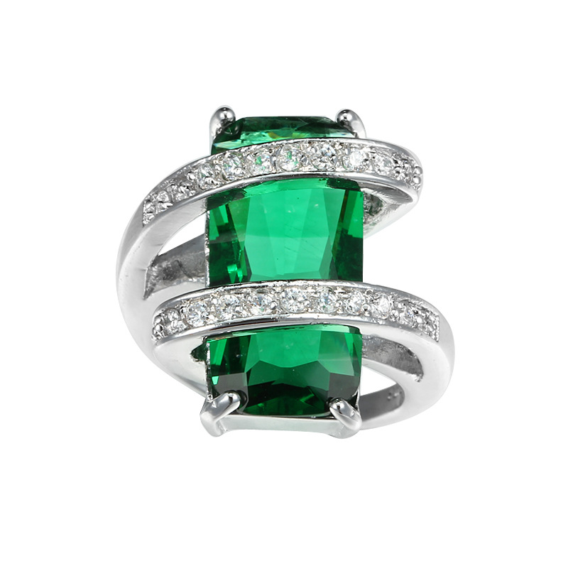 Retro Geometric Copper Plating Zircon Rings 1 Piece