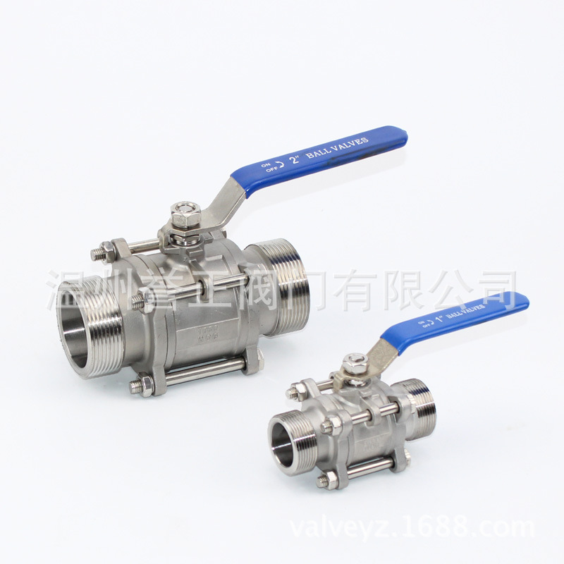 誉正304不锈钢/316三片式外螺纹球阀手动316不锈钢开关高压球阀