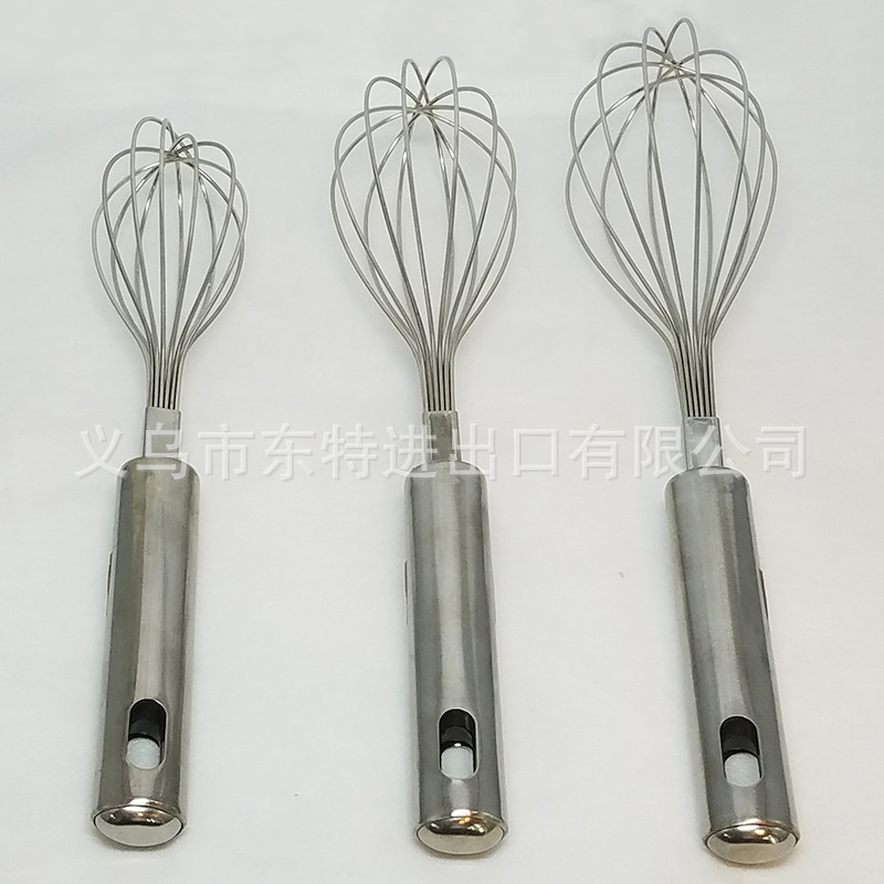 Factory direct sales of stainless steel nine-bead egg beater, steel-handled household baking supplies, manual egg beater detail image 2