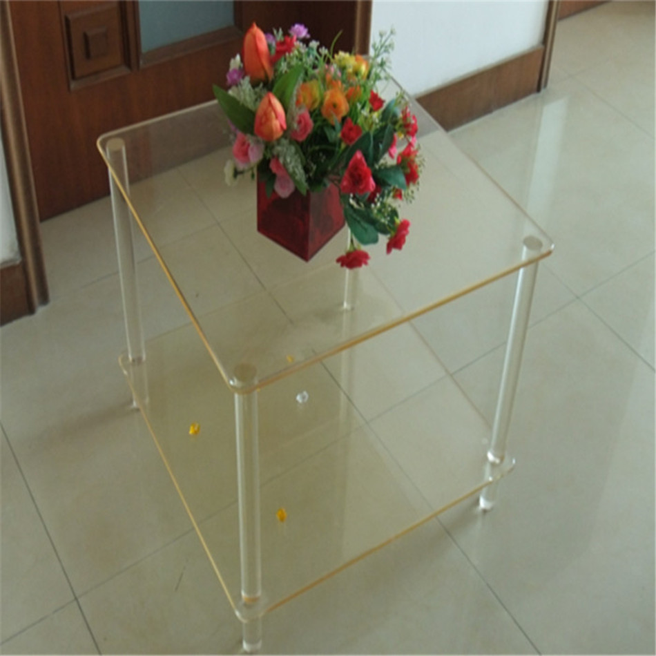 晶美亚克力岩板小方桌小户型家用现代轻奢意式悬浮有机玻璃小茶几