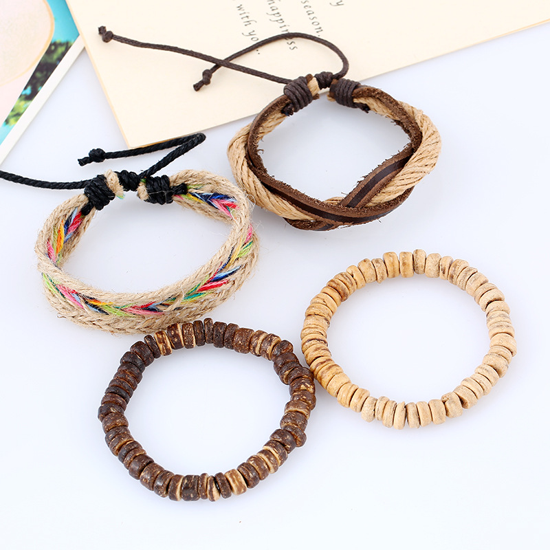 New Top Layer Leather Woven Bracelet Vintage Hand-woven Multi-layer Leather Bracelet Jewelry display picture 2