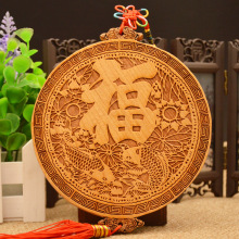 桃木富贵鱼游刃有余桃木镜八卦镜挂件家居客厅装饰摆挂件