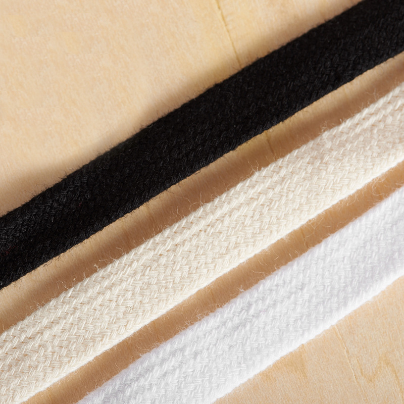 运动裤腰绳加密21支全棉漂白色黑色10mm空心棉鞋带促销