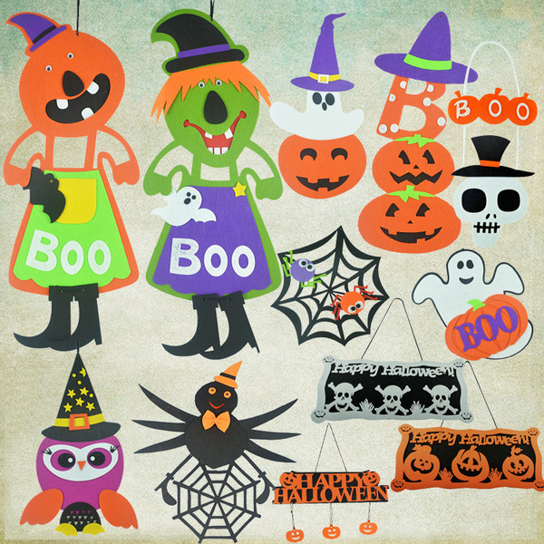 Halloween bar KTV scene decoration non-woven pendant pumpkin bat…