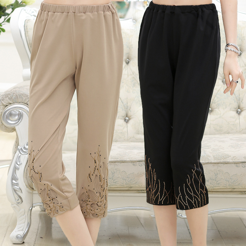 中老年女裤七分裤中年女装新款春装妈妈装夏装40-50-60岁休闲裤|ms