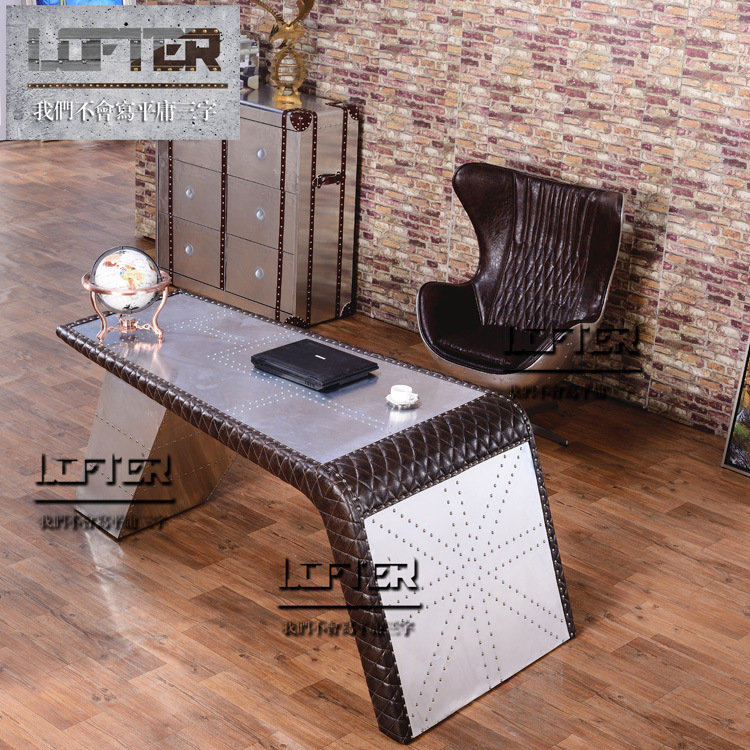 Loft Industrial Style Furniture Aluminum Rivet Metal Creative Desk Office Desk Retro Computer Desk Nordic Home Use Loft Industrial Style Furniture Aluminum Rivet Metal Creative Desk Office Desk Retro Computer Desk Nordic Home Use