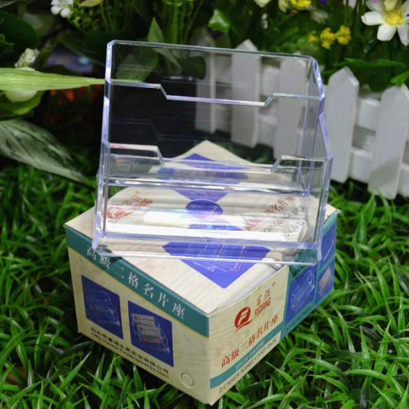 Fuqiang FQ022 two-tier business card holder transparent plastic double-layer business card box office supplies