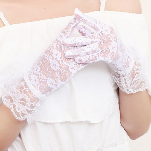 Summer black lace short cycling and driving sun protection gloves bridal wedding wedding gloves wholesale