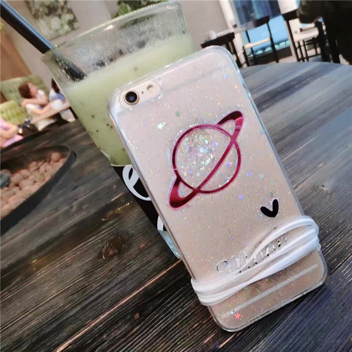 iPhone保护套-韩国爱心英文闪粉土星iPhone7 