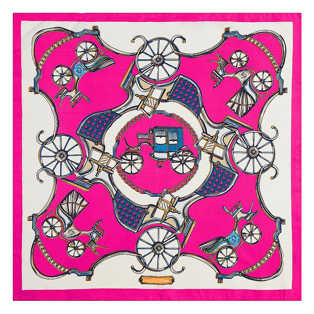 Dames Nouveau 60 Cm Simulation Soie Sergé Soie Chariot Fleur Carré Foulard En Gros display picture 4