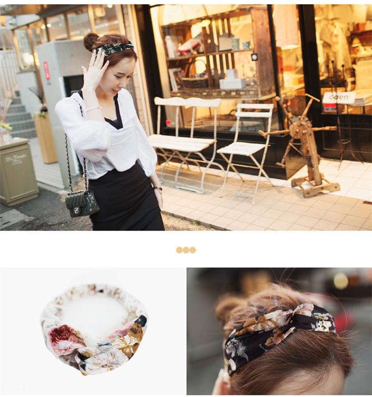 Fashion New Korean Chiffon Floral Sunscreen Headband Hair Accessories  Wholesale display picture 2