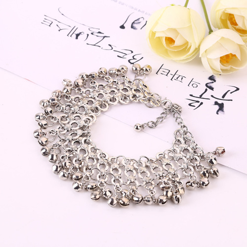European and American foreign trade hot-selling accessories, retro exaggerated ethnic style, small bell tassel women's beach anklets and foot accessories