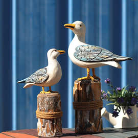 新品工艺品摆件 地中海精美礼品  木制家居套装饰品 儿童房树桩鸟