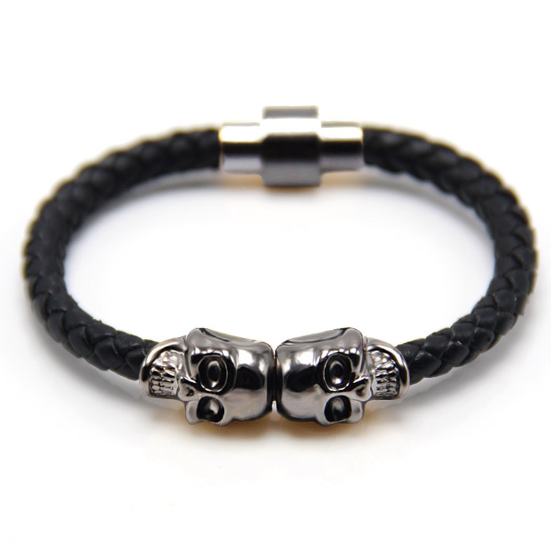 Punk Cool Style Skull Pu Leather Plating Men's Bracelets display picture 5
