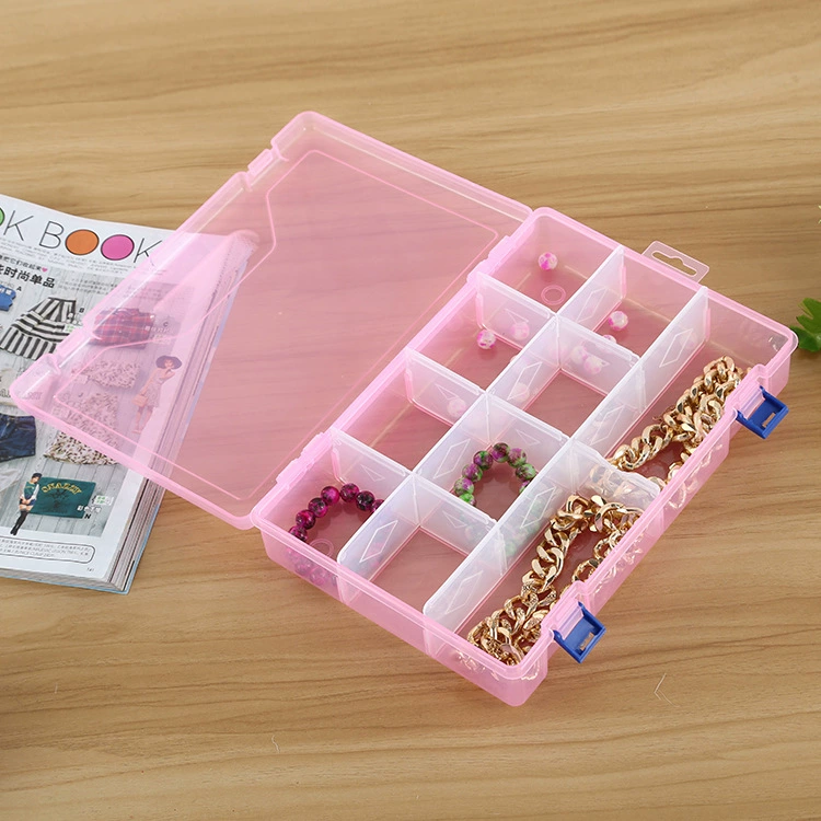 Storage box, beads, transparent plastic big accessories, increased thickness, 10 cells