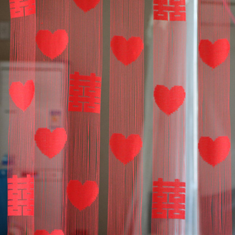 Double Happiness Love Heart Line Curtain Door Curtain Partition Curtain Romantic Wedding Decoration Curtain