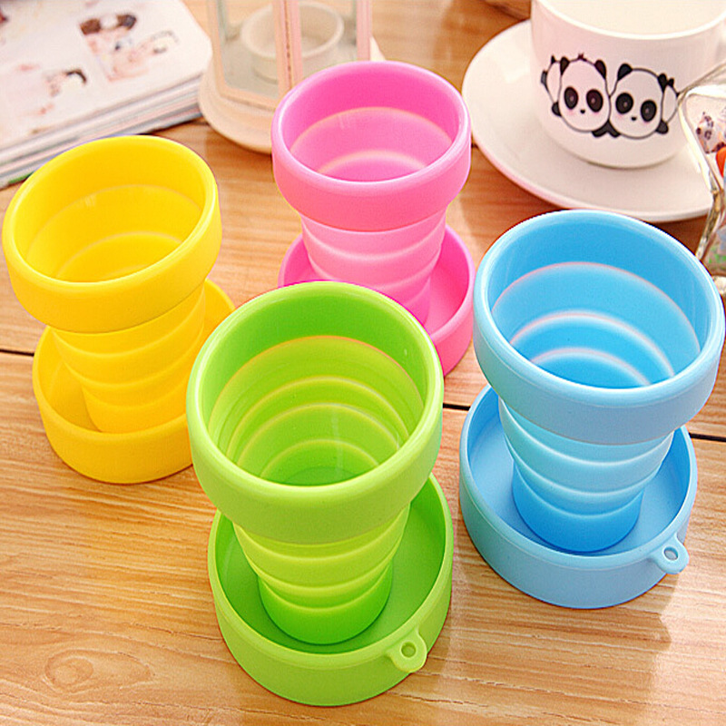 Candy Color Portable Outdoor Sports Telescopic Mouthwash Cup Travel Silicone Folding Cup Drinking Cup display picture 1