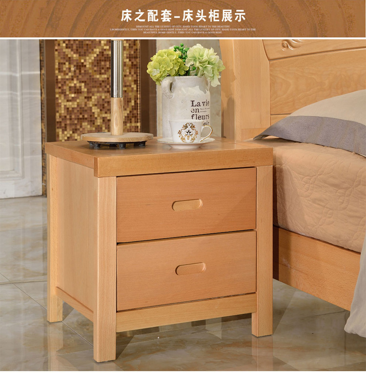 品丽缘 卧室家具 1.8米双人实木床榉木床 现代简约1.5米床批发