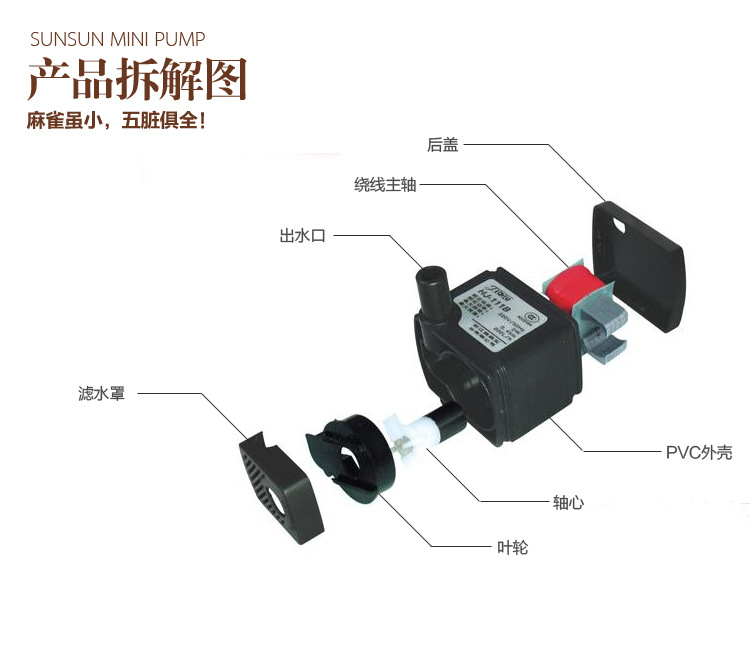 潜水泵鱼缸静音多功能小型抽水泵假山喷泉家用过滤泵水族箱用品详情33