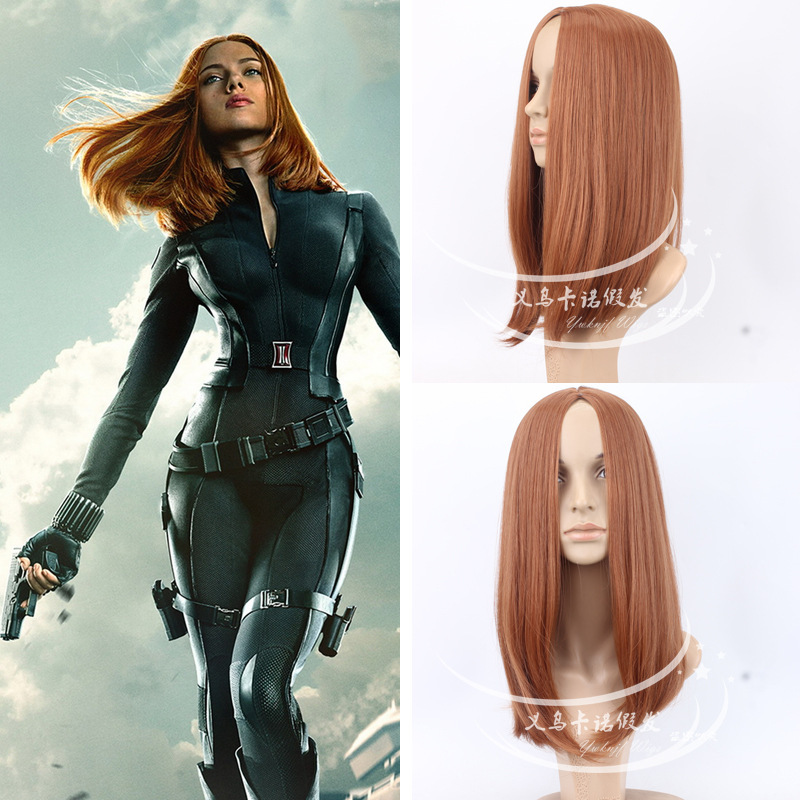 European and American cos Wig Captain America 2 Black Widow Scarlett Mid Scalp Orange cosplay Anime Wig