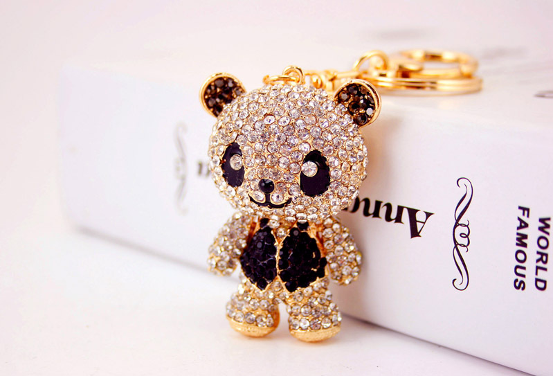 Porte-clés Panda Rouge Serti De Diamants display picture 1