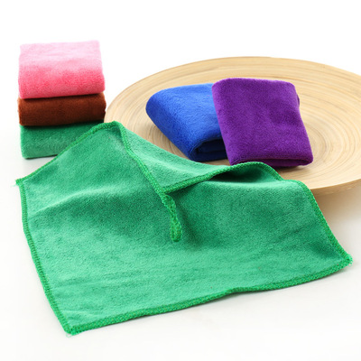 廠家直銷超細纖維方巾25*25磨毛幼兒園口水巾素色小方巾淘寶贈品