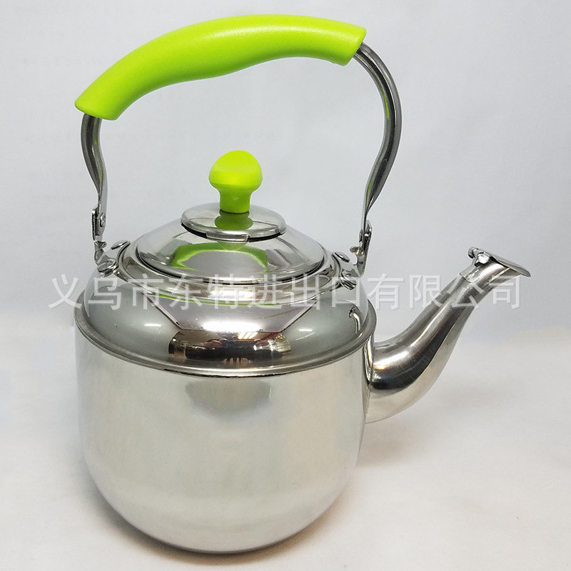 Factory direct sales of stainless steel water kettles, Korean-style sound kettles, green-handled sound kettles with spouts, thickened water kettles detail image 8