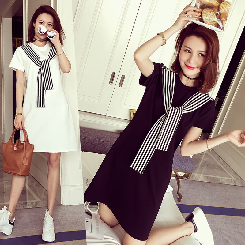 2022 Korean Style Summer Mid-Length Women's Short-Sleeved T-Shirt Bottoming Shirt Women's Export Women's Dress Wholesale