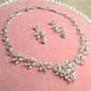 Accessory for bride from pearl, necklace, earrings, set, elite chain for key bag , bright catchy style