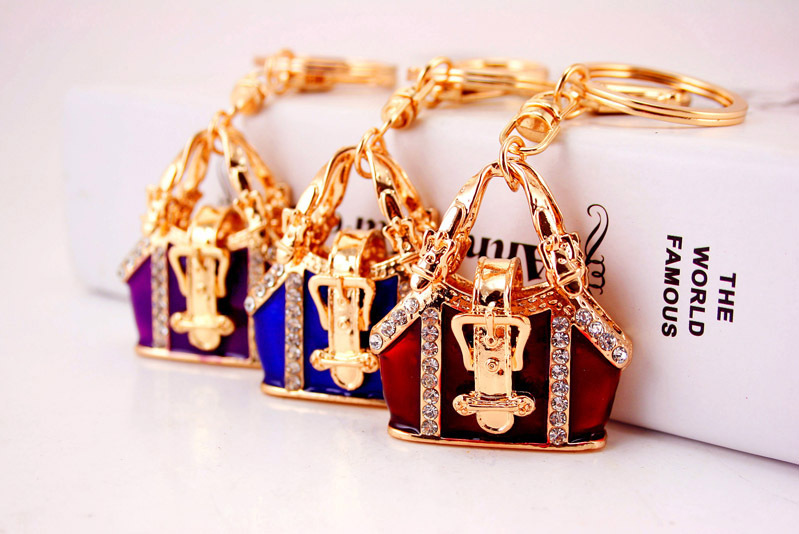 54g Weight Alloy, Metal Material Unisex Gender Purple, Red, Blue Color Creative Handbag Shape Key Chain 2