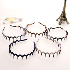 3801波浪頭箍 手工雪紡豹紋 帶齒有齒發箍 簡約頭飾髮飾