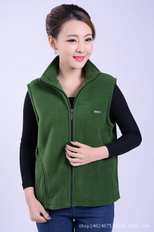 【春秋中老年女士摇粒绒马甲抓绒女坎肩背心户