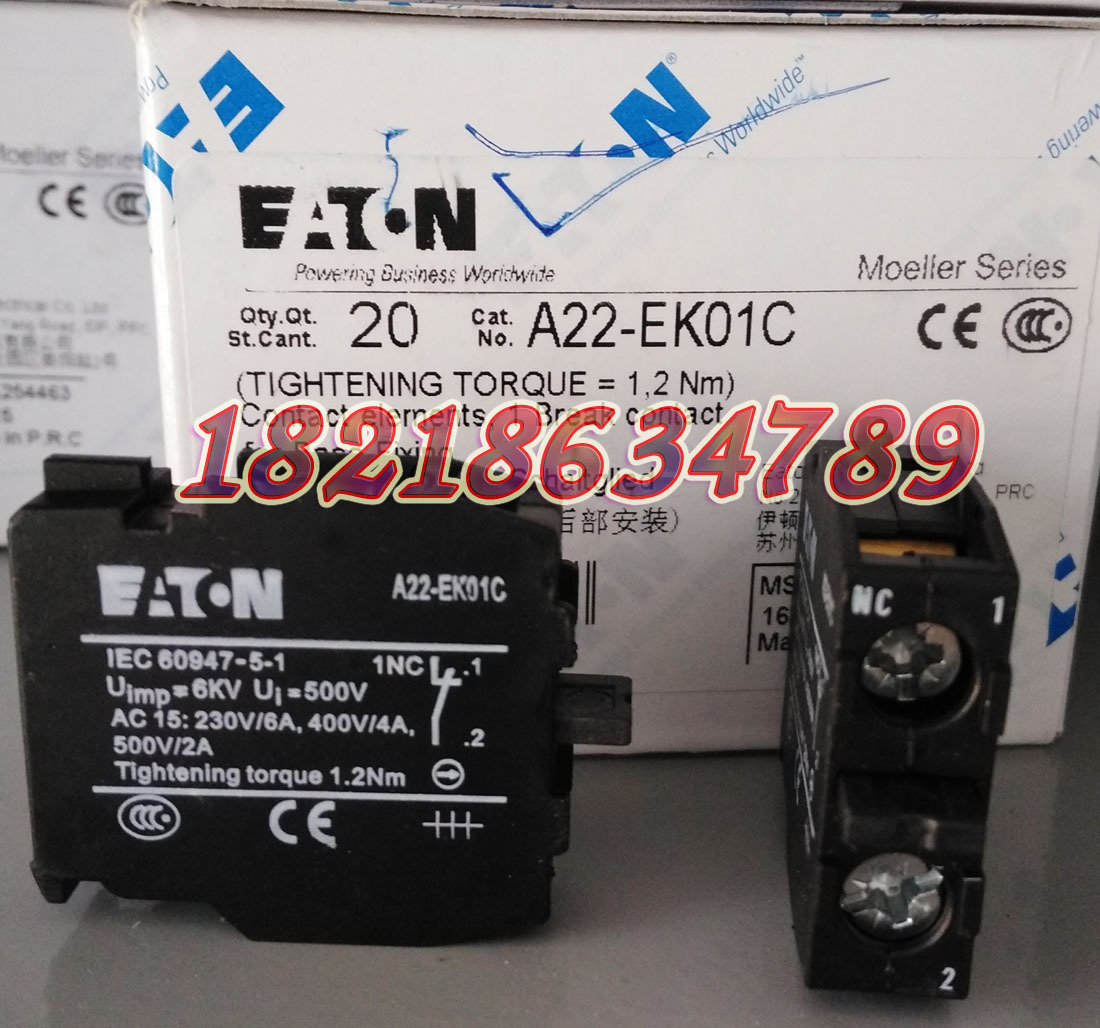 EATON MOELLER A22-EK01C穆勒按钮1NC触点原装正品现货