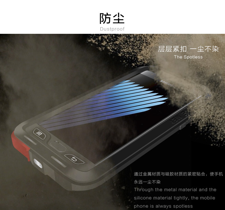 LOVE MEI Powerful Water Resistant Shockproof Dust/Dirt/Snow Proof Aluminum Metal Outdoor Heavy Duty Case Cover for Samsung Galaxy Note 7
