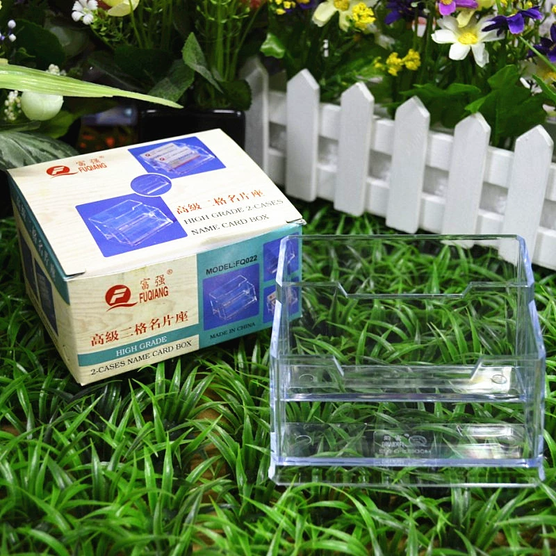 Fuqiang FQ022 two-tier business card holder transparent plastic double-layer business card box office supplies