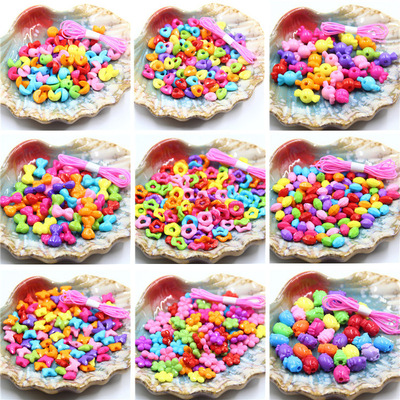 实色亚克力饰品配件儿童DIY串珠益智玩具补充装可穿项链手链成品