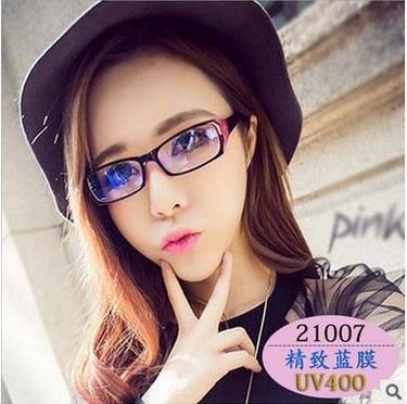 经典蓝膜平光镜 男女防蓝光防电脑辐射眼镜 时尚百搭眼镜架21007