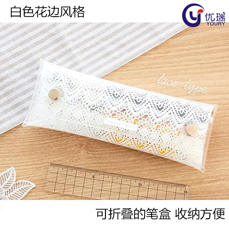 透明pvc清新折叠笔袋收纳袋 萌萌创意 文具袋 4_副本
