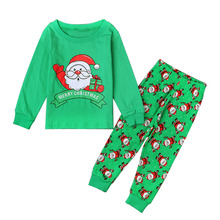 春秋款節日服聖誕老人雪人禮物長袖套裝中小兒童家居服pajamas
